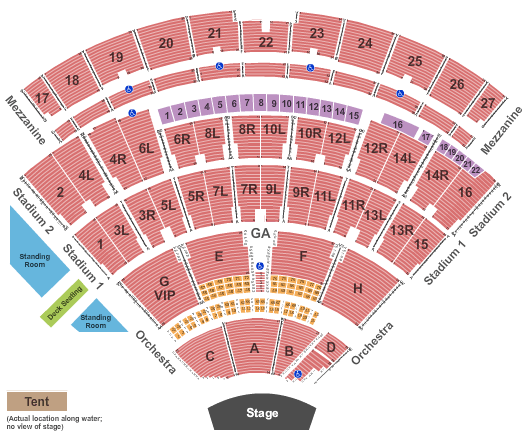 Northwell Health at Jones Beach Theater End Stage GA Seating Chart