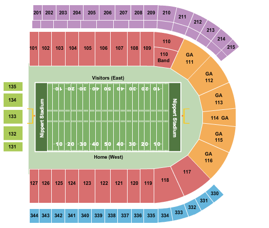 seating chart for Nippert Stadium - Football - eventticketscenter.com