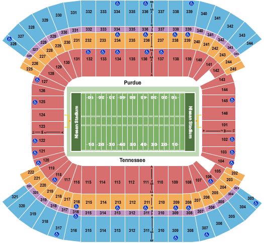 Nissan Stadium - Nashville 2019 Music City Bowl Seating Chart