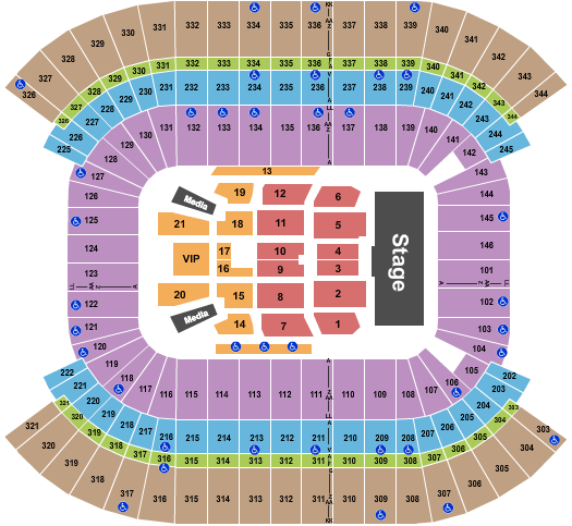 Nissan Stadium - Nashville 2016 CMA Festival Seating Chart