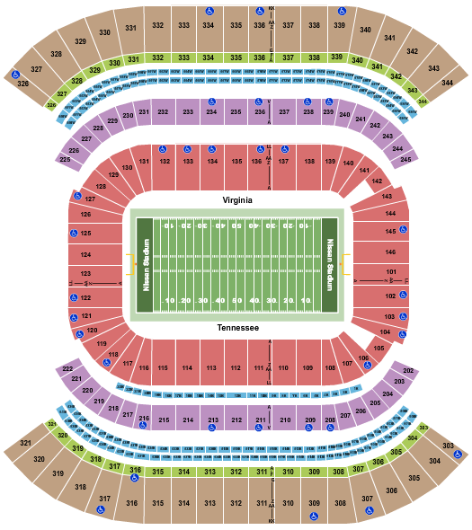 Nissan Stadium - Nashville Football - College Seating Chart