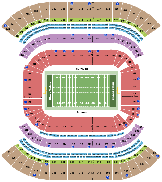Nissan Stadium - Nashville Football - Music City Bowl Seating Chart