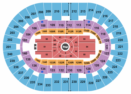 North Charleston Coliseum Center Stage 1 Seating Chart