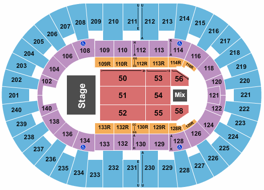 North Charleston Coliseum End Stage 2 Seating Chart