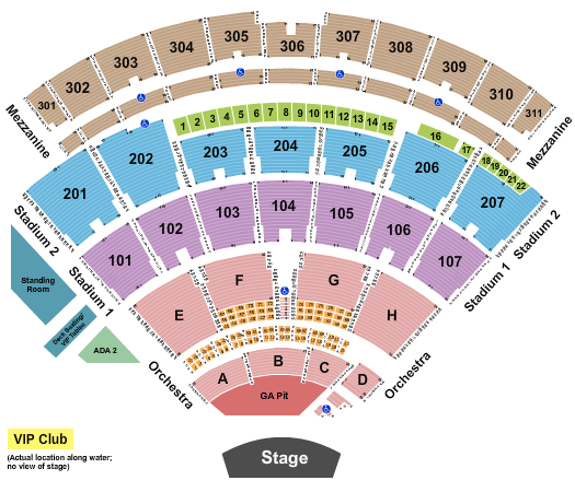 Northwell Health at Jones Beach Theater Endstage Pit 2 Seating Chart