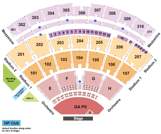 Northwell Health at Jones Beach Theater Endstage - Large Pit with D Seating Chart
