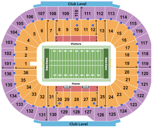 Notre Dame Stadium Seating Chart Maps Notre Dame