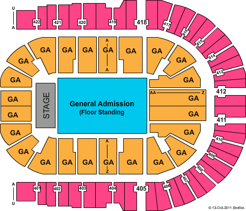 O2 Arena - London End Stage GA Floor Seating Chart