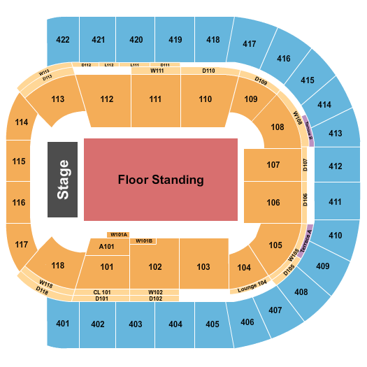 O2 Arena - London End Stage GA Seating Chart
