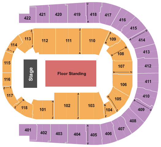 O2 Arena - London End Stage GA Seating Chart