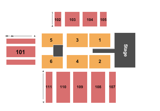 The O'Neill Center at WCSU End Stage Seating Chart