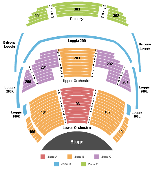 O Theater - Bellagio End Stage - Int Zone Seating Chart