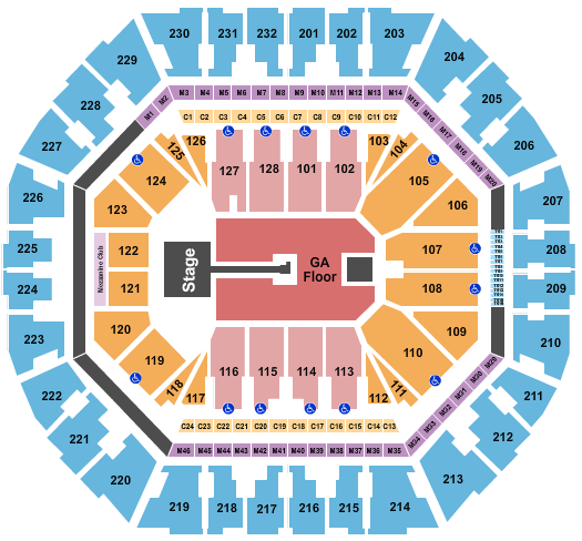 Oakland Arena End Stage GA Floor Catwalk Seating Chart