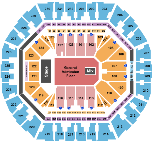 Oakland Arena End Stage GA Floor Seating Chart