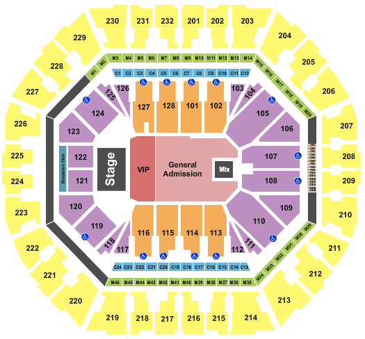 Oakland Arena Endstage VIP/GA Floor Seating Chart