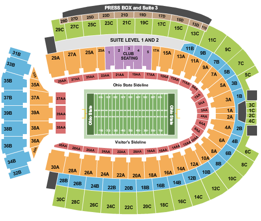 seating chart for Ohio Stadium - Football - eventticketscenter.com