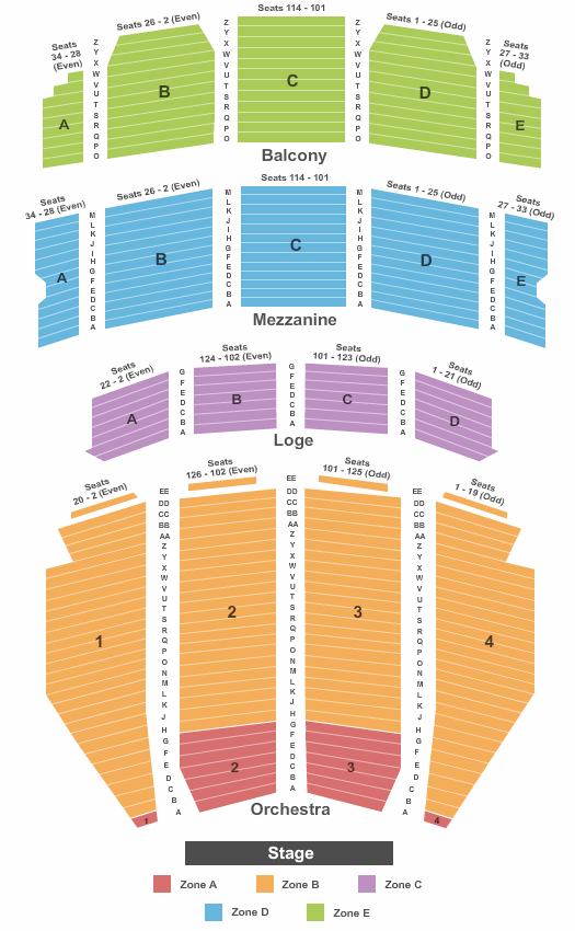 Ohio Theatre - Columbus Seating Map