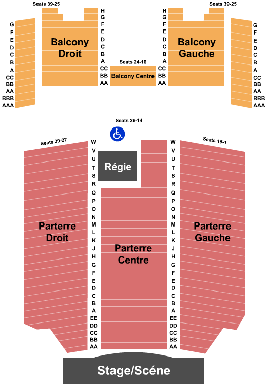 Olympia Theatre - Montreal End Stage Seating Chart