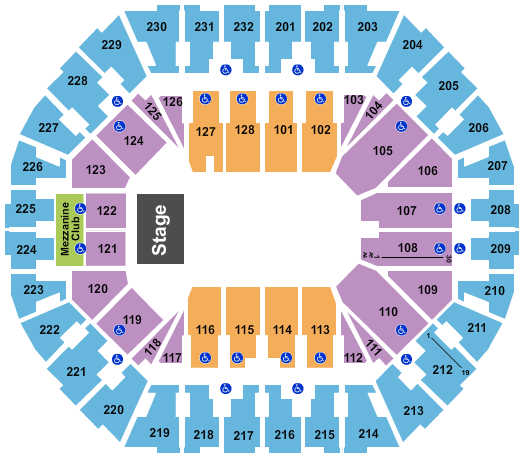 Oakland Arena Open Floor with Stage Seating Chart