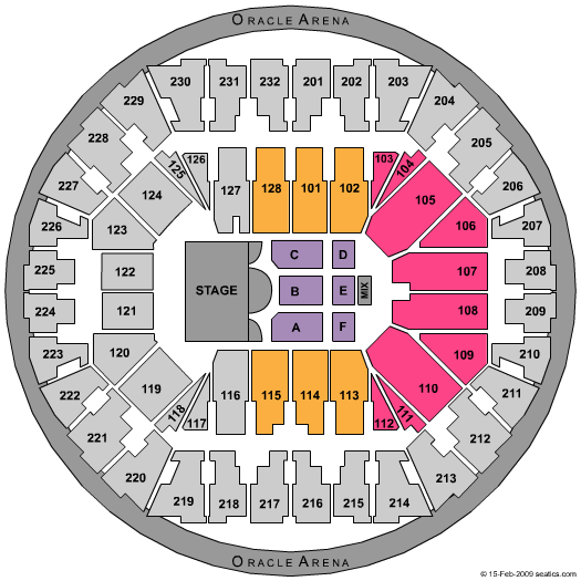 Oakland Arena Elmo's Green Thumb Seating Chart