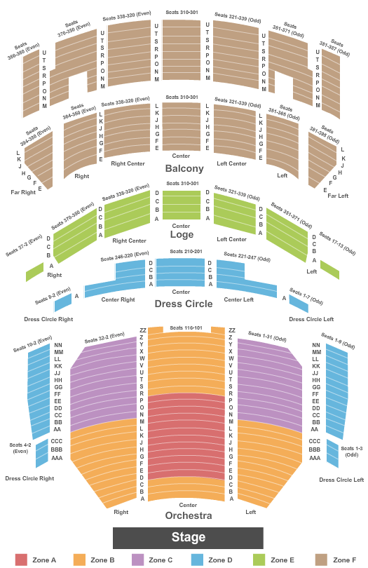 Nederlander Theatre at Ford Center for the Performing Arts Seating Map