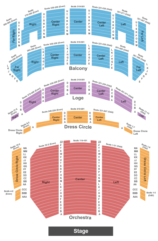 seating chart for Nederlander Theatre at Ford Center for the Performing Arts - Endstage - eventticketscenter.com