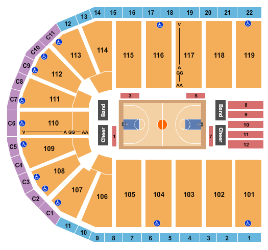Orleans Arena - The Orleans Hotel Basketball Seating Chart