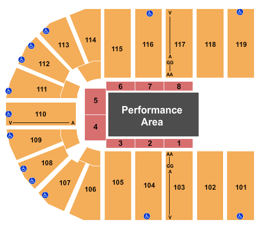 Orleans Arena - The Orleans Hotel Performance Area Seating Chart
