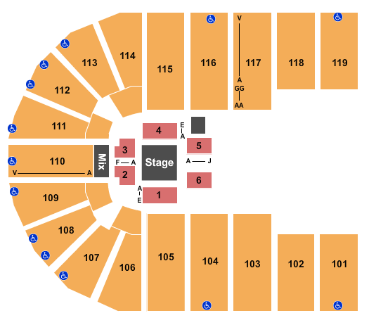 Orleans Arena - The Orleans Hotel WWE Seating Chart