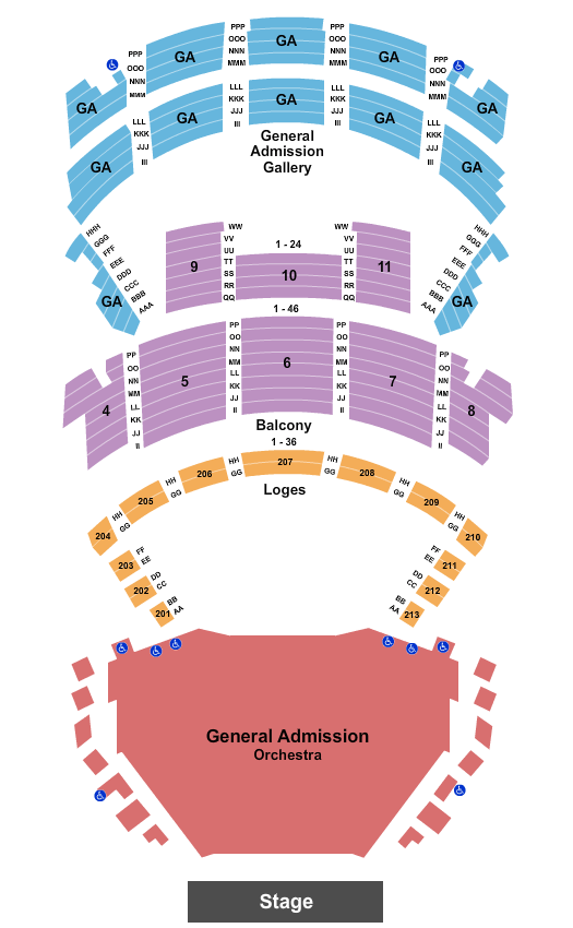 Orpheum Theater - New Orleans Endstage - GA Flr GA Gall Seating Chart