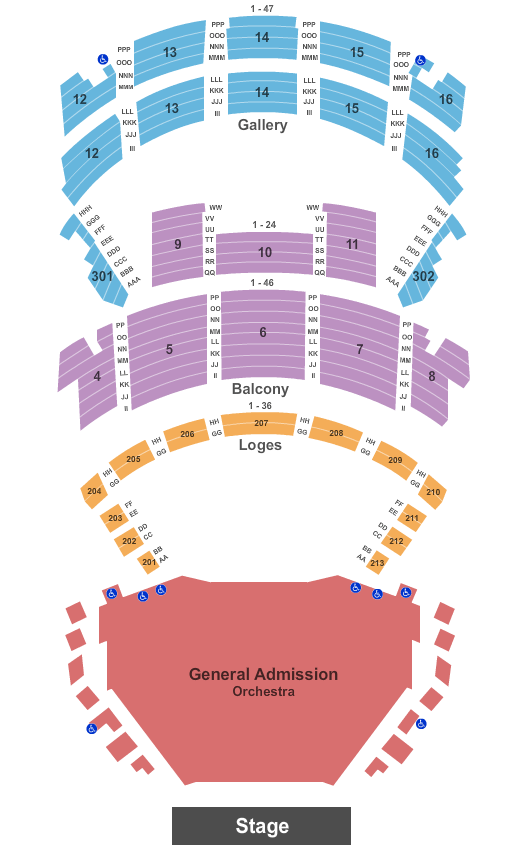 Orpheum Theater - New Orleans Endstage GA Floor Seating Chart