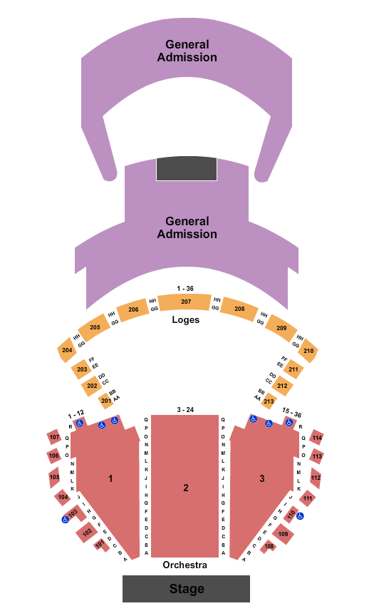 Orpheum Theater - New Orleans Endstage GA Gallery/Balcony Seating Chart