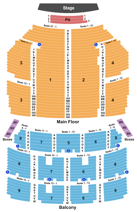 seating chart for Orpheum Theatre - Minneapolis - End Stage - eventticketscenter.com