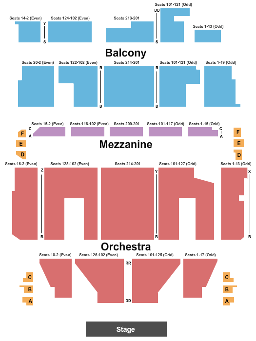 seating chart for Orpheum Theatre - Boston - Endstage 2 - eventticketscenter.com