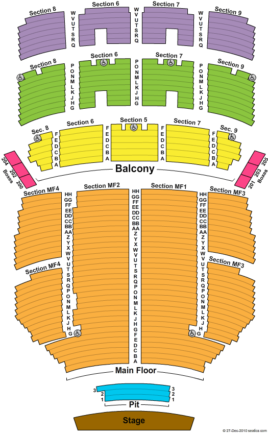Orpheum Theatre - Minneapolis End Stage Seating Chart