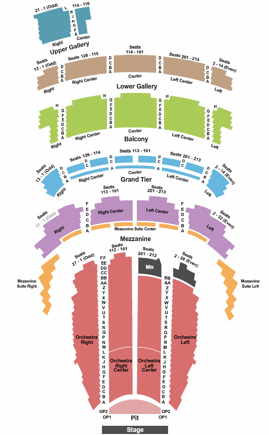 Orpheum Theatre - Memphis Endstage Pit Seating Chart