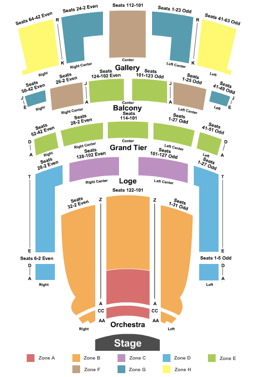 seating chart for Orpheum Theatre - Omaha - End Stage Zone - eventticketscenter.com