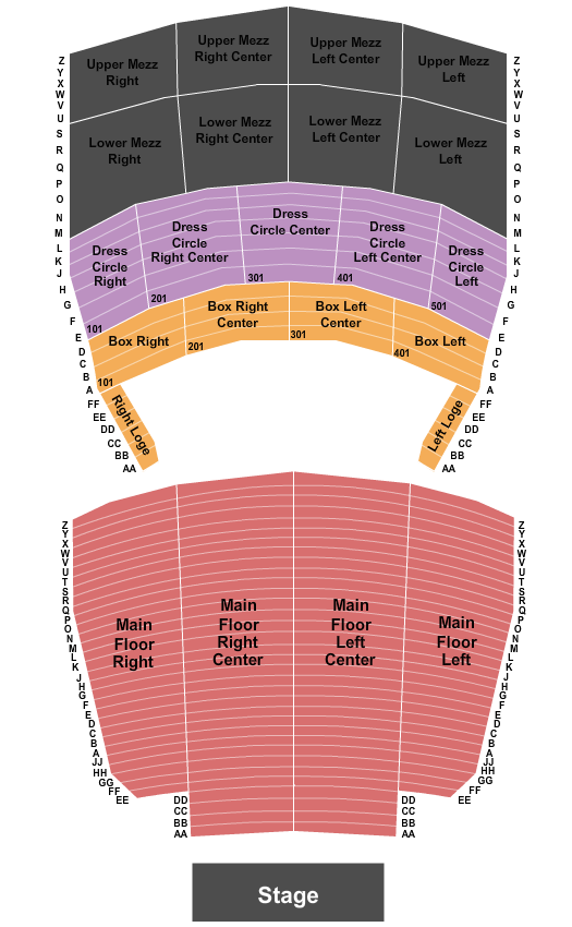 Orpheum Theatre - Sioux City Endstage - No Mezz Seating Chart
