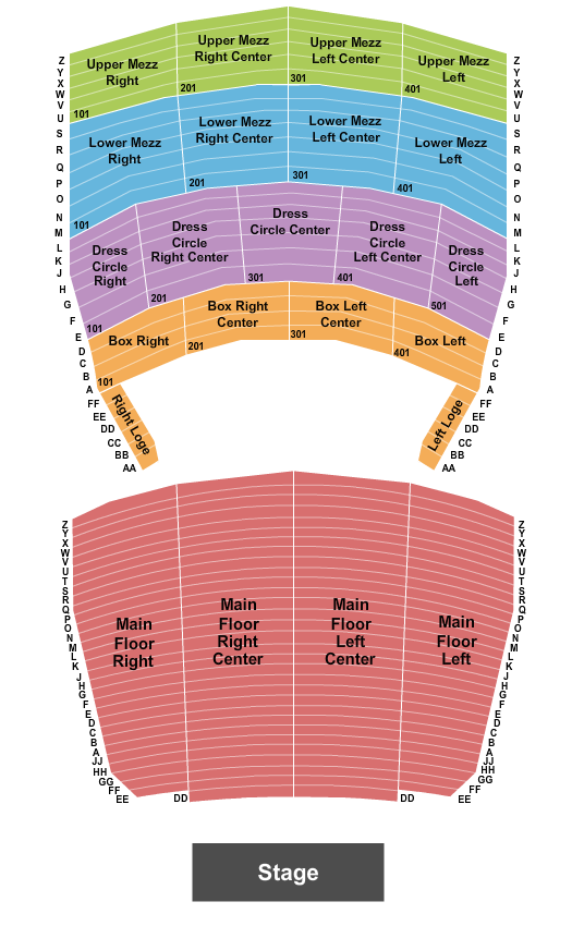 Orpheum Theatre - Sioux City Endstage Row DD Seating Chart