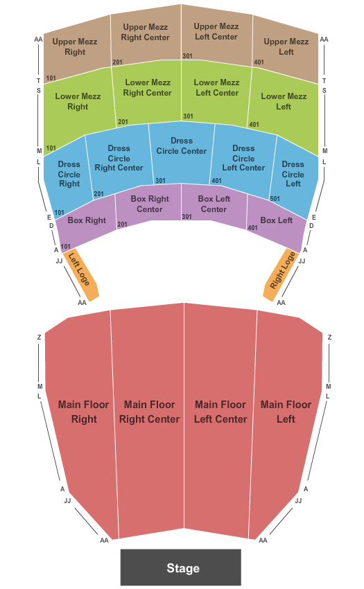 Orpheum Theatre - Sioux City End Stage Seating Chart