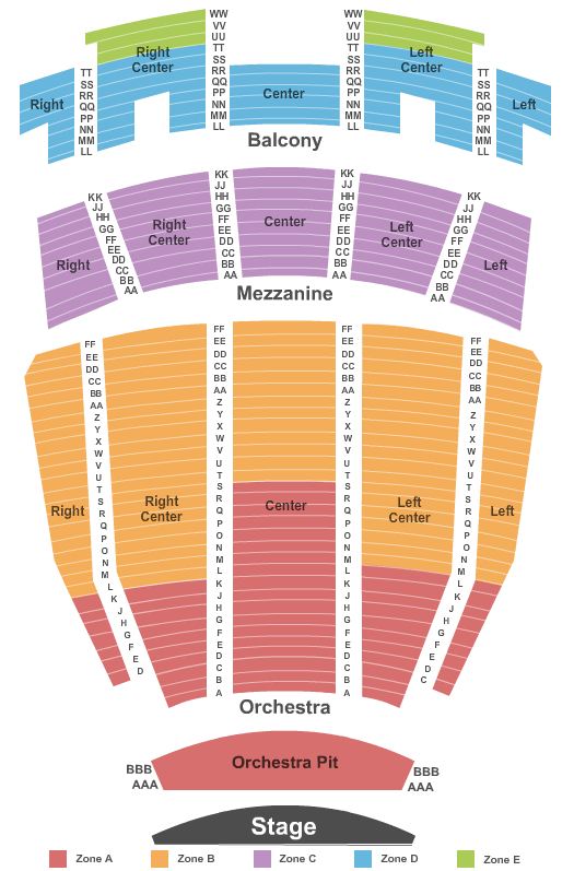 Ovens Auditorium End Stage Zone Seating Chart