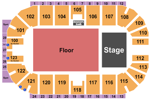 Ovintiv Events Centre Endstage - GA Seated Floor Seating Chart