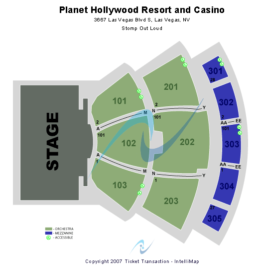 Criss Angel Theater at Planet Hollywood Resort & Casino Stomp Out Loud Seating Chart