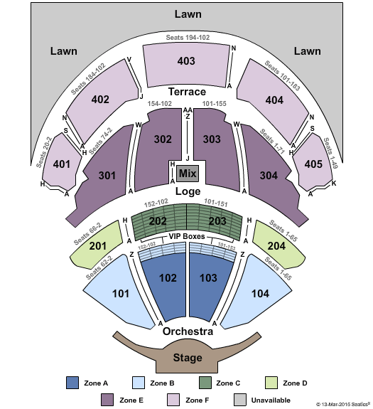 PNC Bank Arts Center End Stage No Pit - IntZone Seating Chart