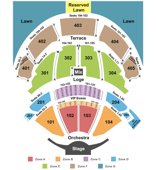 PNC Bank Arts Center Endstage Suites Int Zone Seating Chart