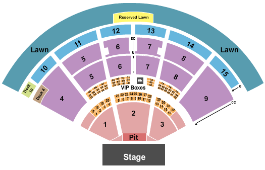 Detailed Seating Chart for PNC Music Pavilion - Charlotte - Seating Capacity of 19500