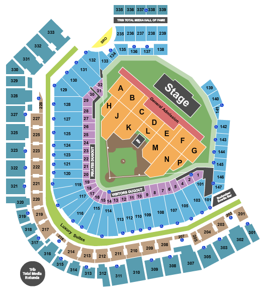 PNC Park Guns N' Roses Seating Chart