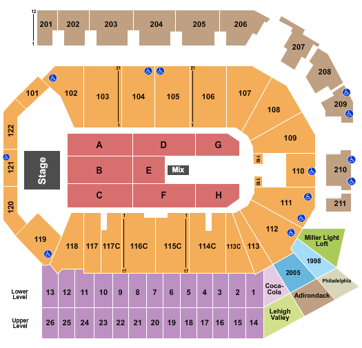 PPL Center Endstage 1 Seating Chart
