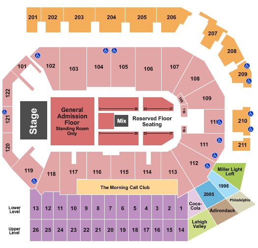 PPL Center Korn & Breaking Benjamin Seating Chart