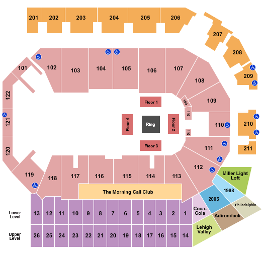 PPL Center Premier Boxing Champions 2020 Seating Chart